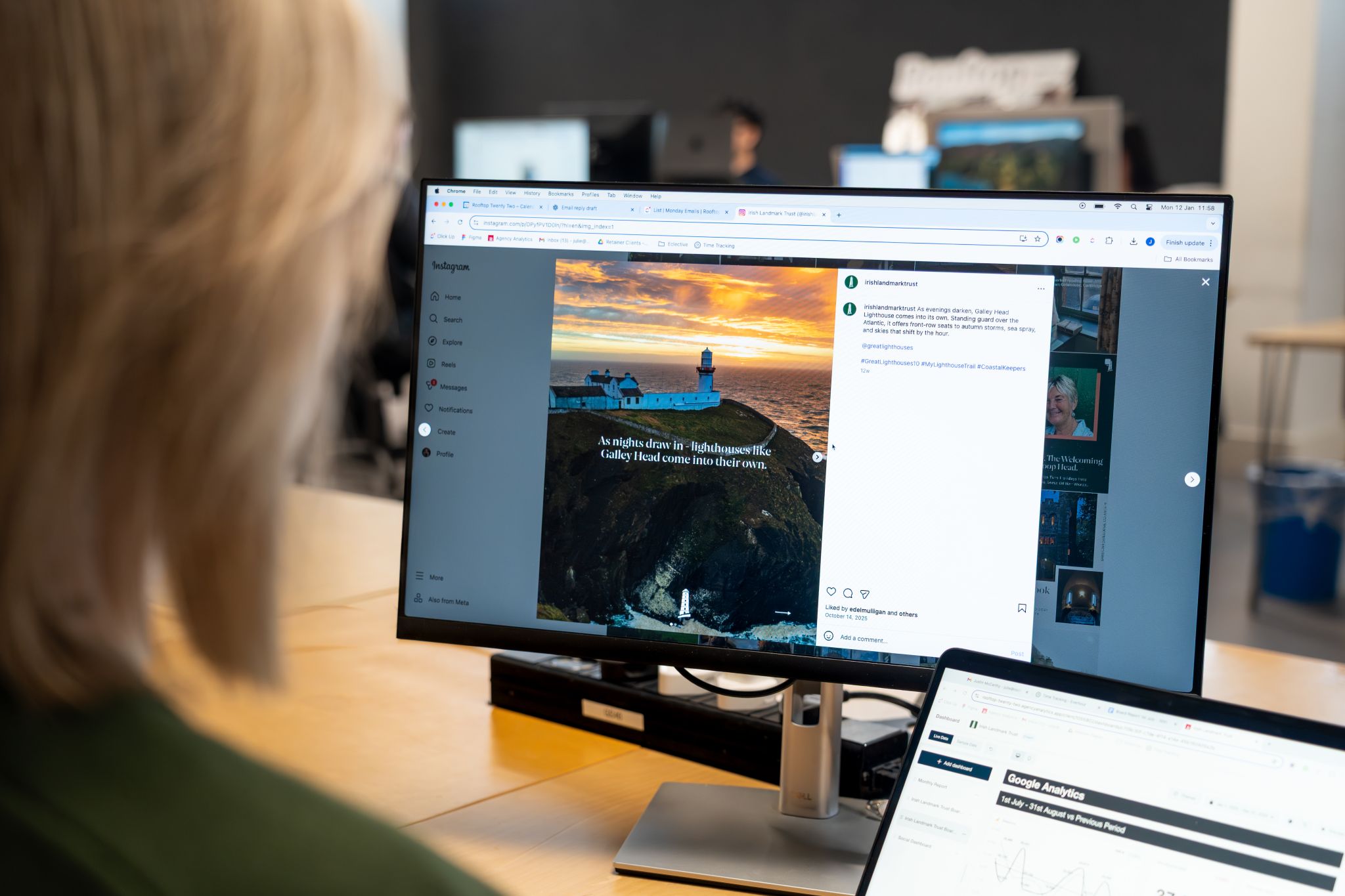 Irish Landmark Trust content alongside campaign analytics